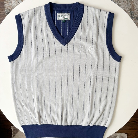 Bogey Boys Men’s Pinstripe Sweater Vest Size Medium NWOT Blue Gray - Picture 1 of 8